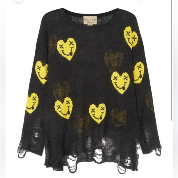 Wildfox Lennon sweater - smiley faces - Picture 1 of 3